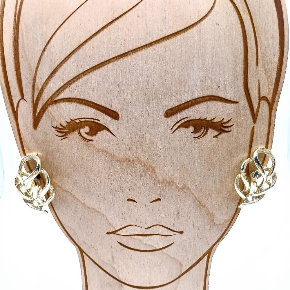 Sarah Coventry Town and Country Earrings, Gold Tone Clip On Vintage Book Piece